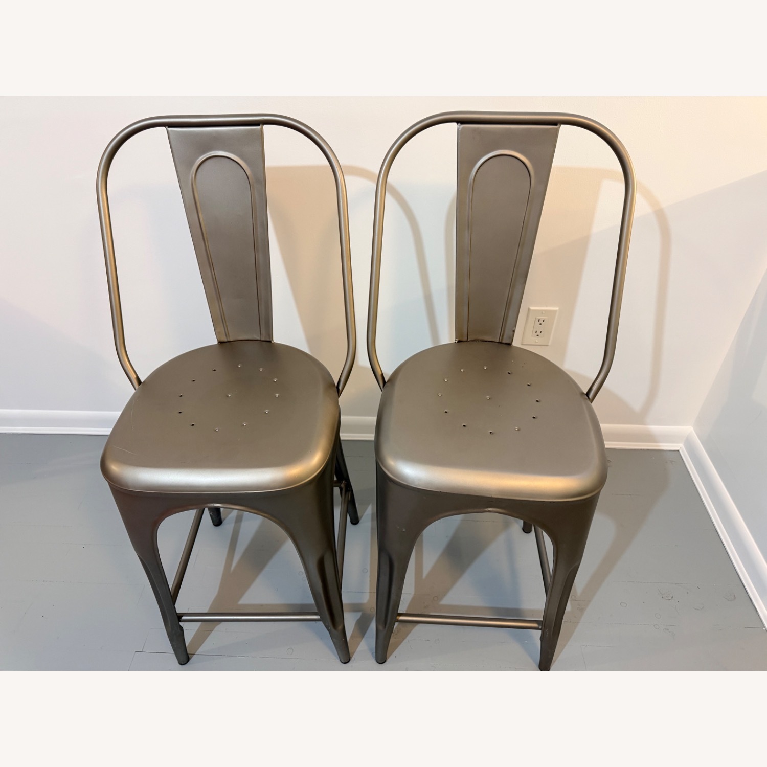 Restoration Hardware Remy Silver Metal Stools - image-1
