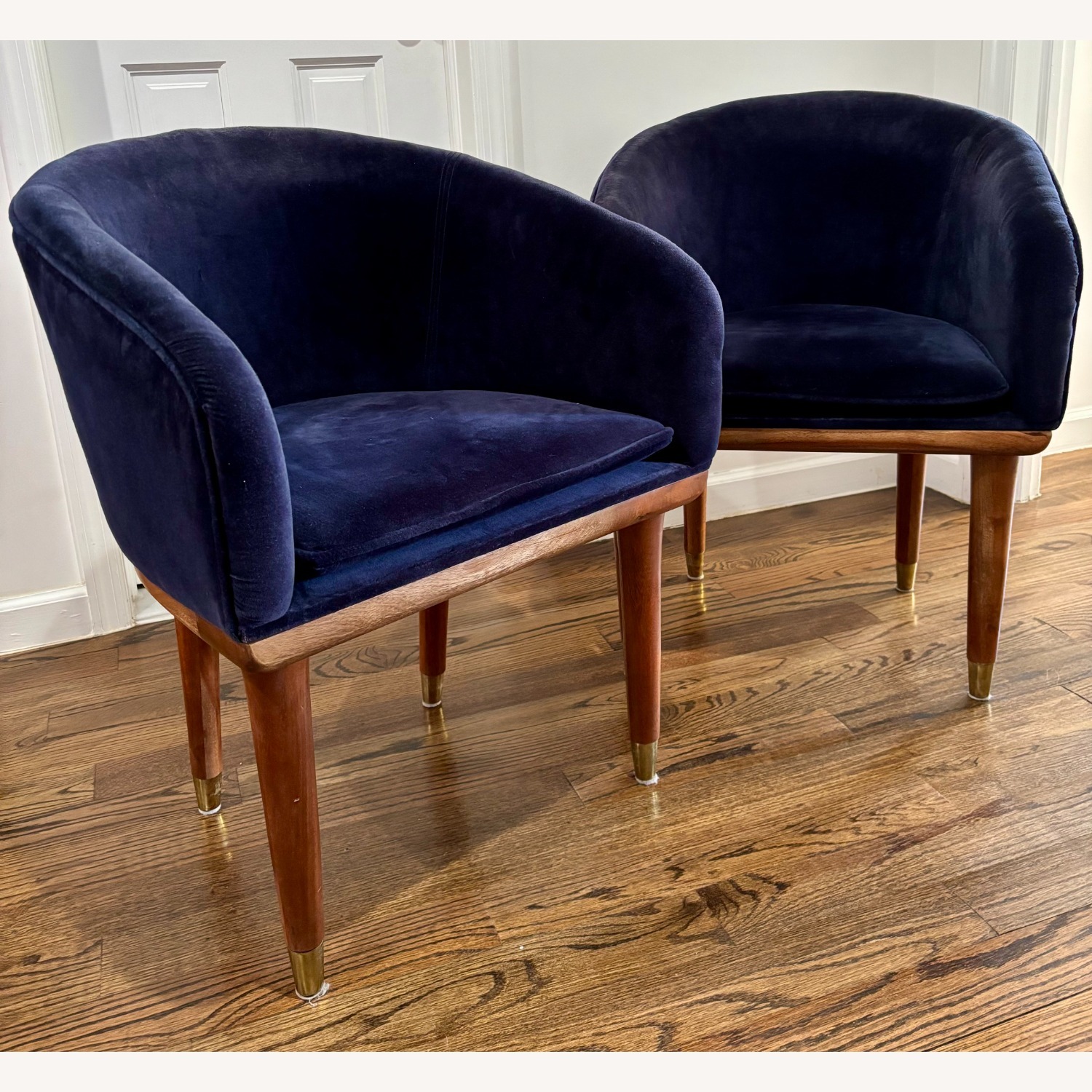 CB2 Viceroy Sapphire Blue Velvet Dining Chairs - image-1