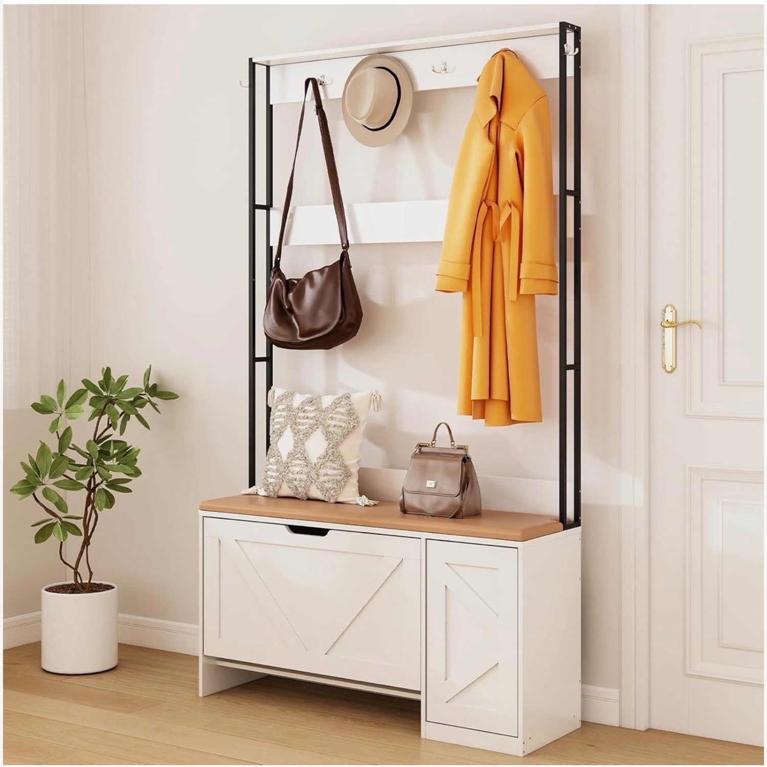 White Wood Wall Unit - image-1