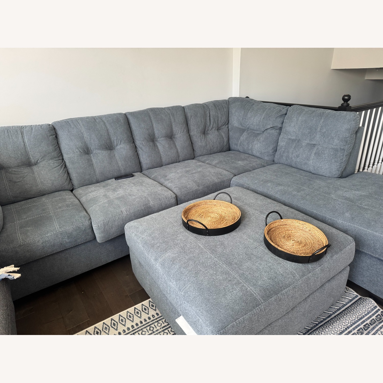 Ashley Furniture Light Gray Fabric Chaise Lounge - image-3