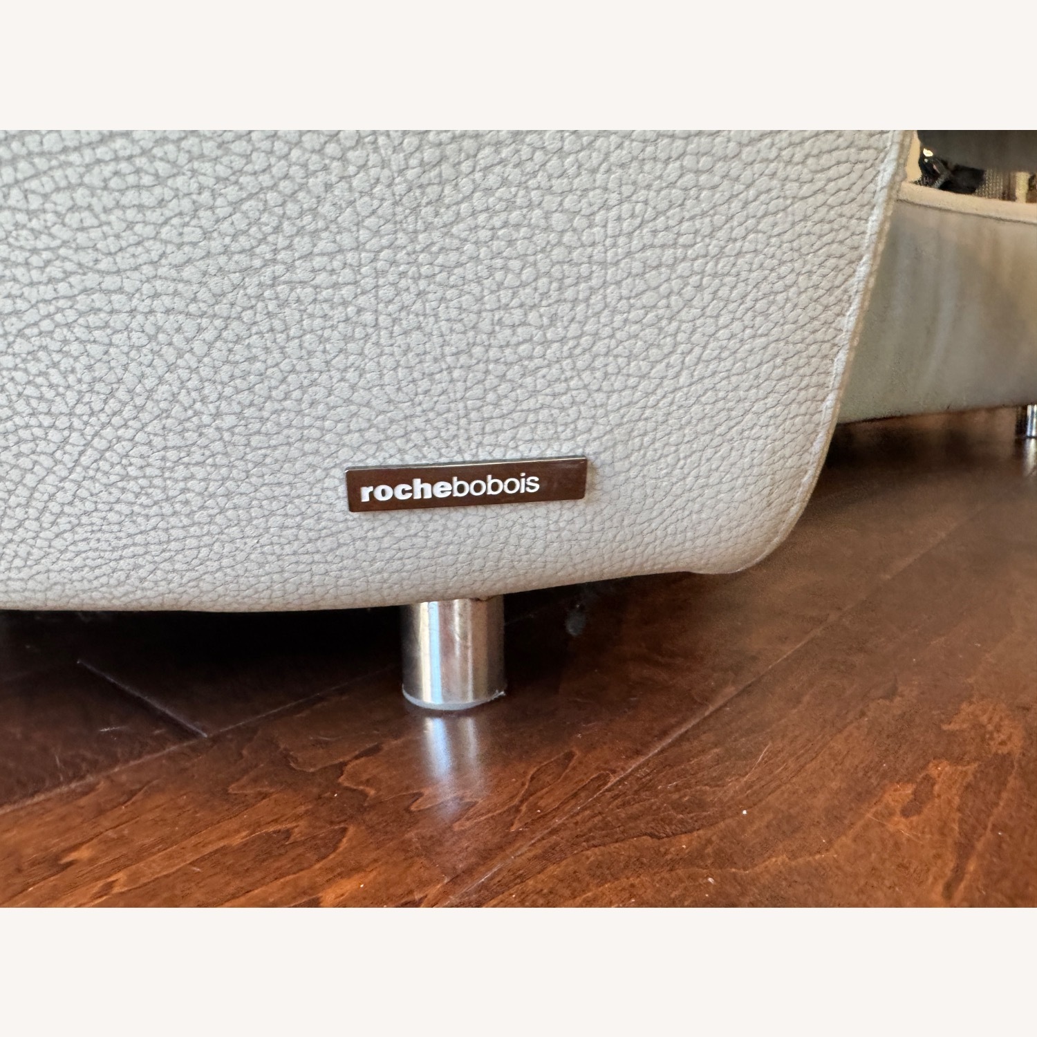 Roche Bobois Light Gray Leather Chaise Lounge - image-3