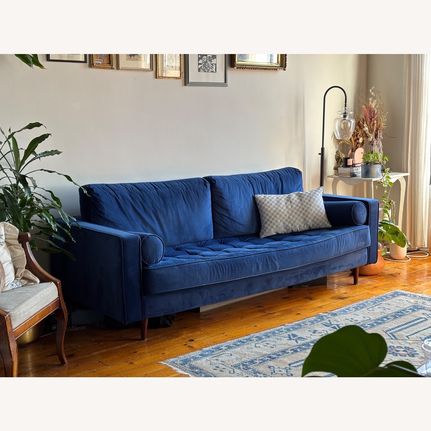 Wayfair Blue Velvet 3+ Seater Sofa - image-3