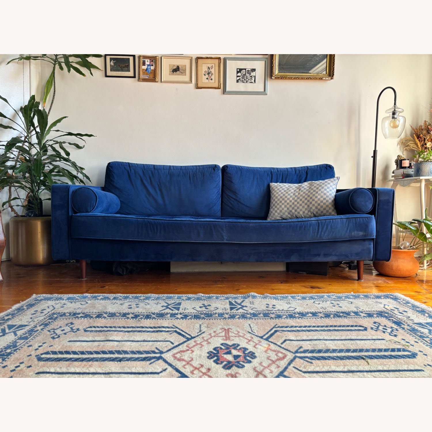 Wayfair Blue Velvet 3+ Seater Sofa - image-4