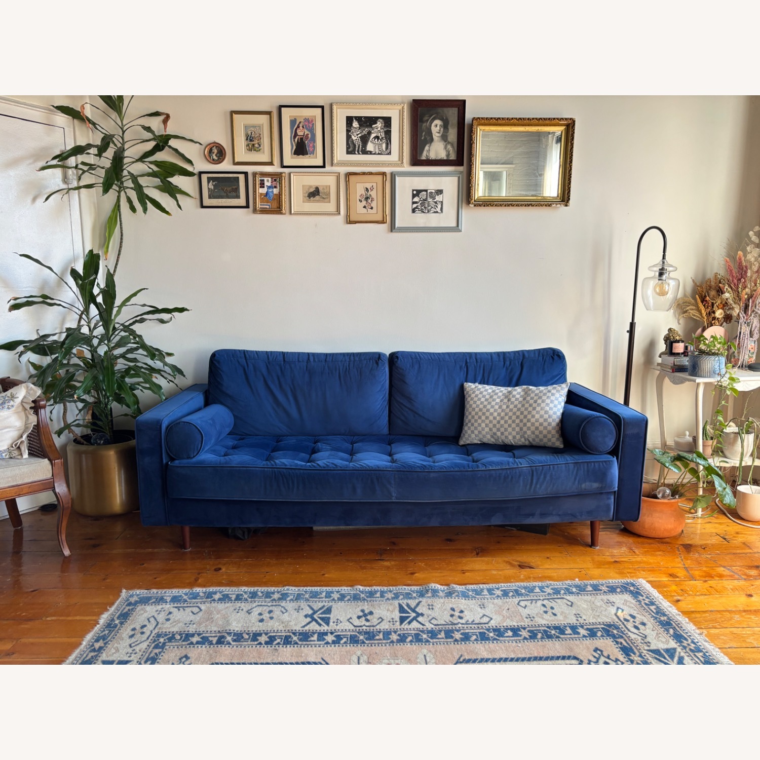 Wayfair Blue Velvet 3+ Seater Sofa - image-2