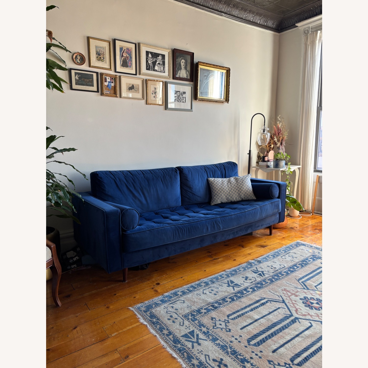 Wayfair Blue Velvet 3+ Seater Sofa - image-1