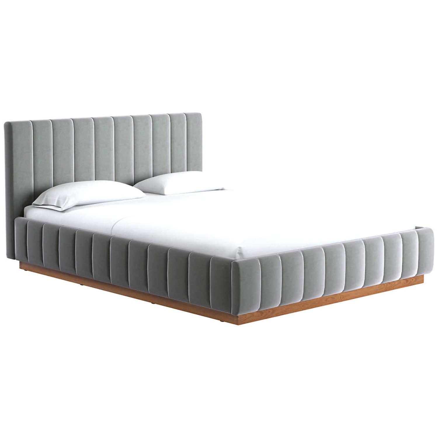 CB2 Forte Dark Gray Velvet Queen Bed - image-4