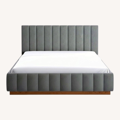 Used CB2 Forte Dark Gray Velvet Queen Bed for sale on AptDeco