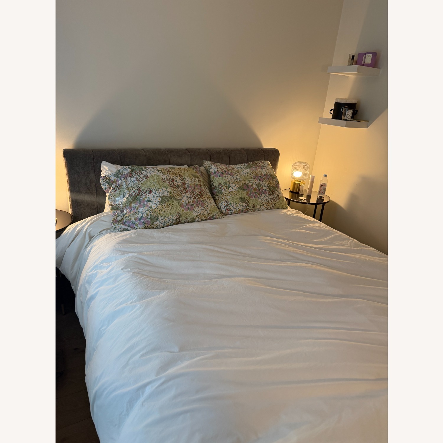 CB2 Forte Dark Gray Velvet Queen Bed - image-2