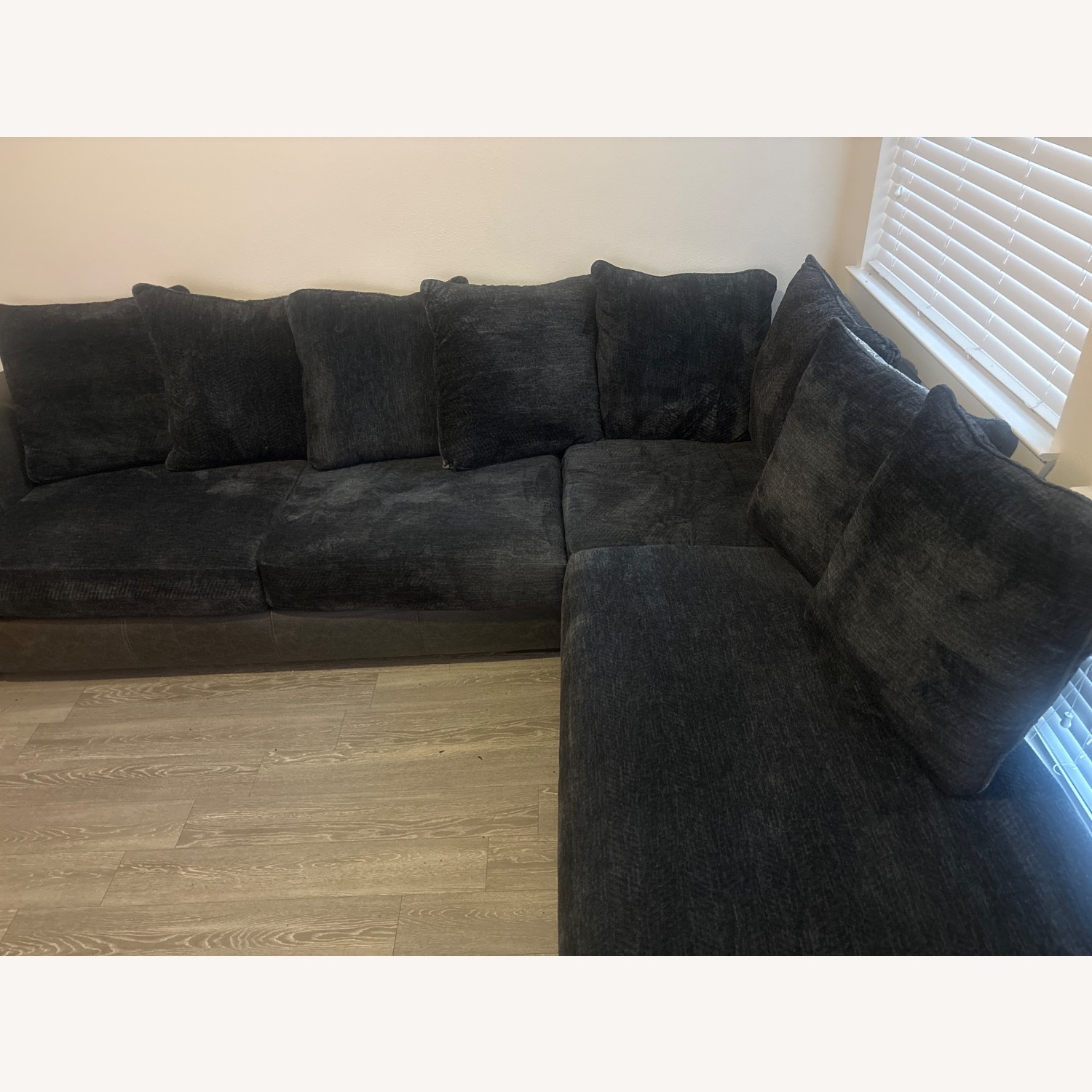 Black Microsuede 2 Piece Sectional - image-3