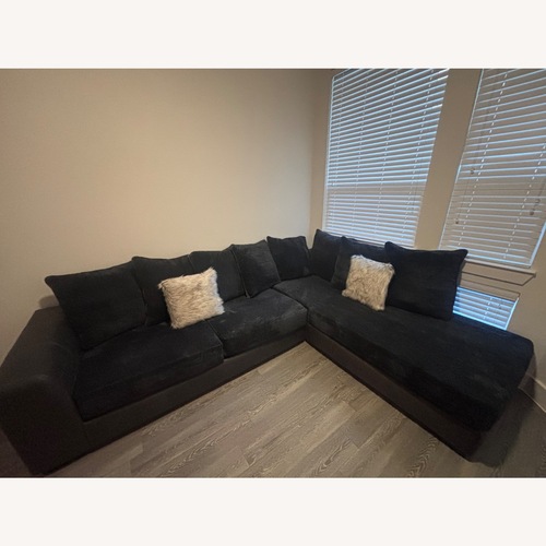 Used Black Microsuede 2 Piece Sectional for sale on AptDeco
