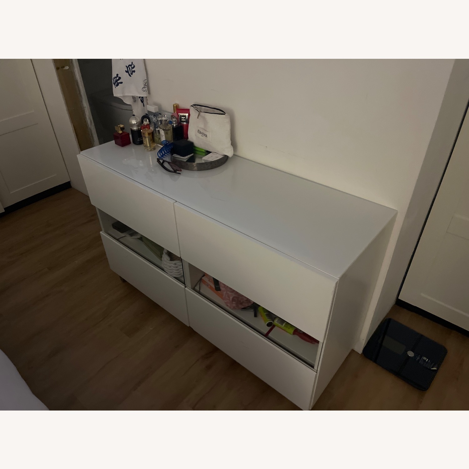 IKEA White Cabinet With Glass Top  - image-1