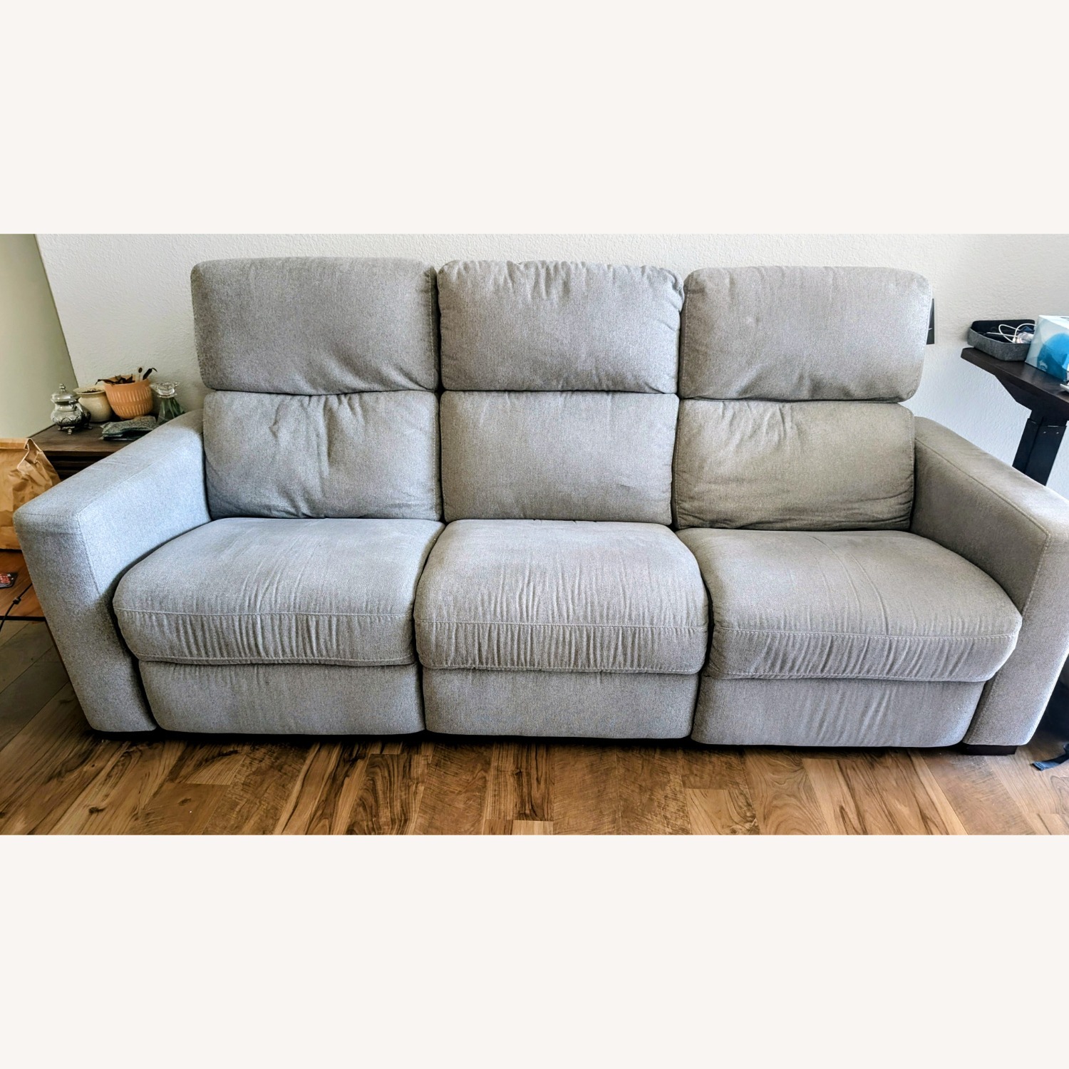 Light Gray Fabric 3 Seater Recliner Sofa - image-3
