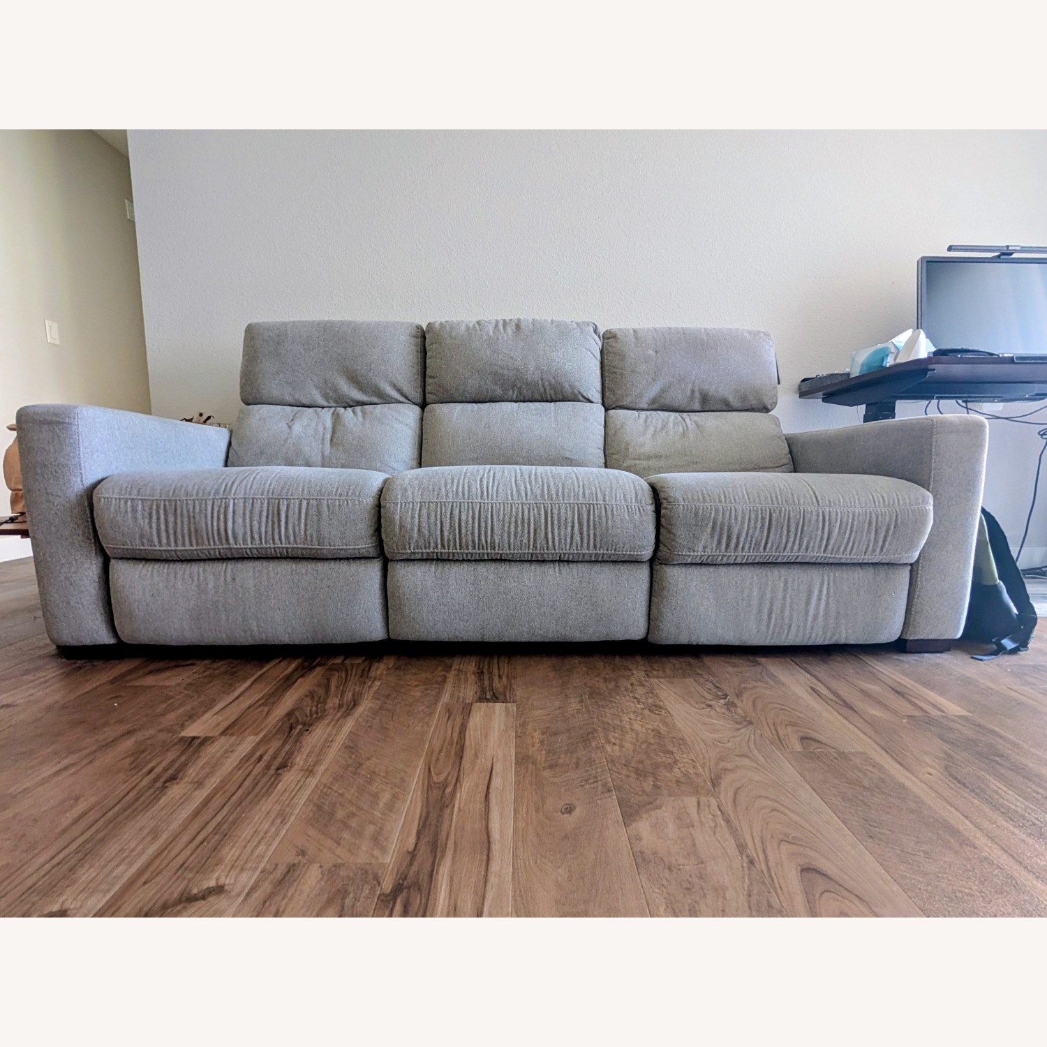 Light Gray Fabric 3 Seater Recliner Sofa - image-1