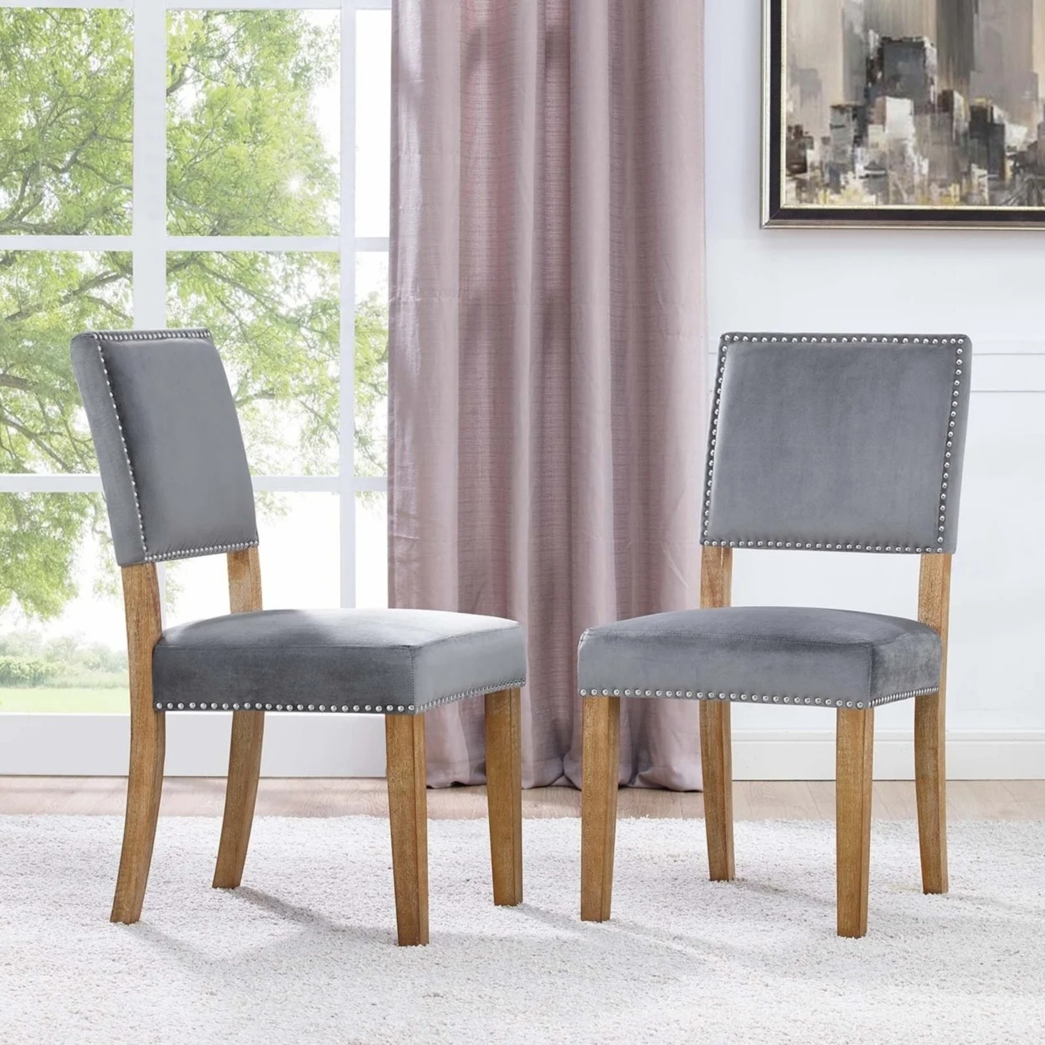 Set of 5 Modway Oblige Light Gray Upholstered Dining Side Chairs - image-4