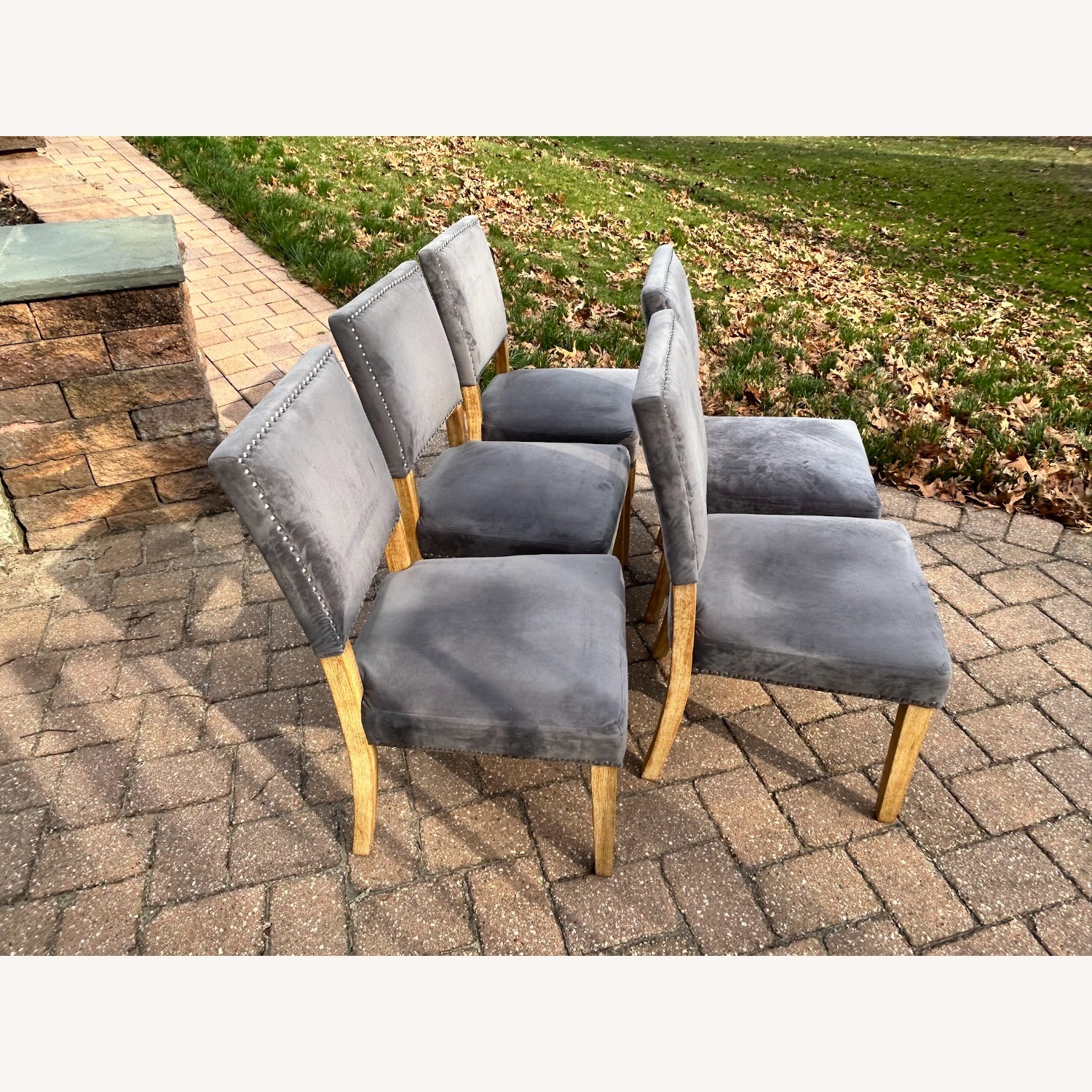 Set of 5 Modway Oblige Light Gray Upholstered Dining Side Chairs - image-3