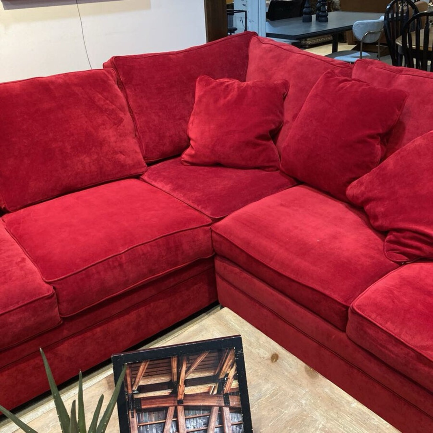 Microfiber Roll-Arm L-Shape Recliners Red Sectional - image-4