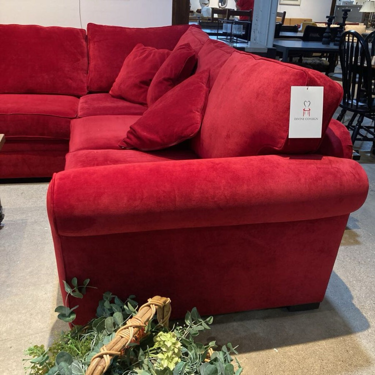 Microfiber Roll-Arm L-Shape Recliners Red Sectional - image-9