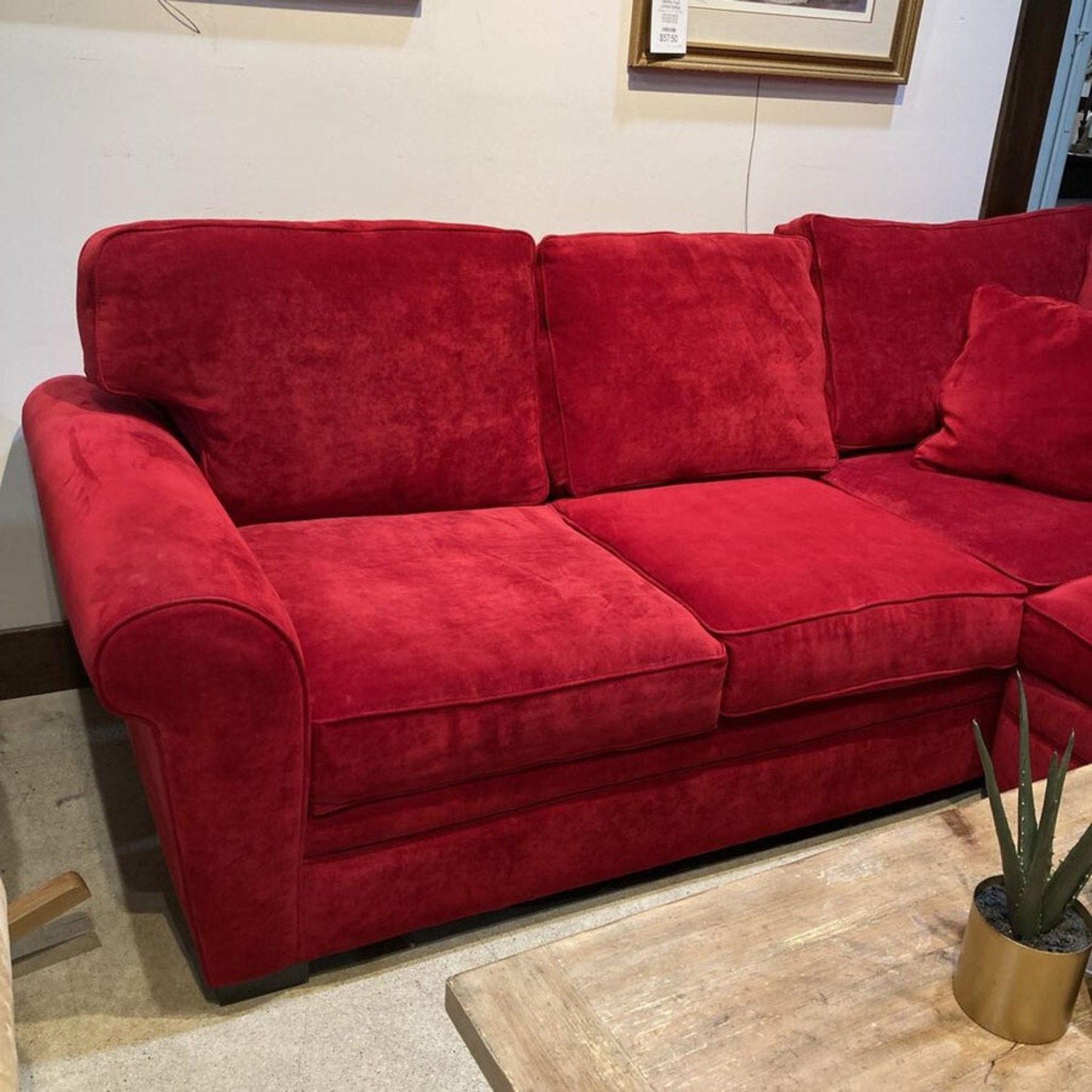 Microfiber Roll-Arm L-Shape Recliners Red Sectional - image-5