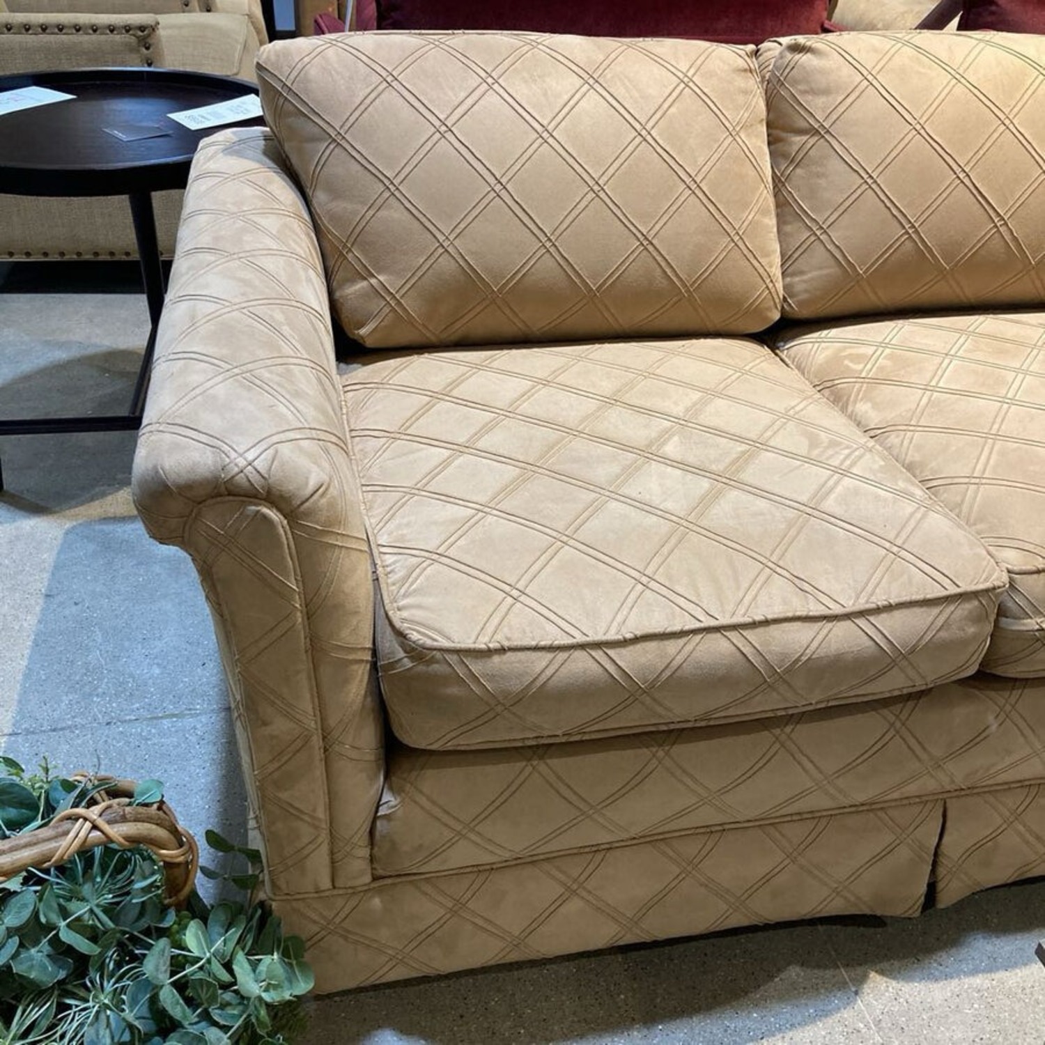 Quilted Fabric 3-Seat Sofa - image-4