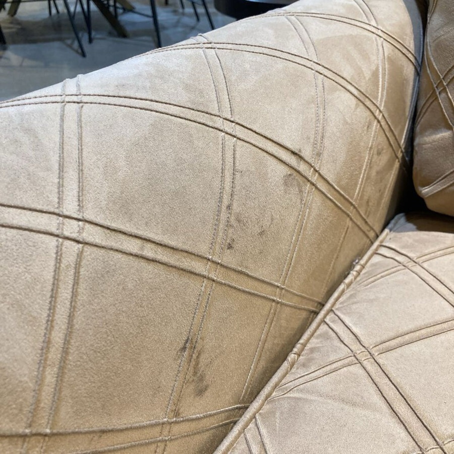 Quilted Fabric 3-Seat Sofa - image-6