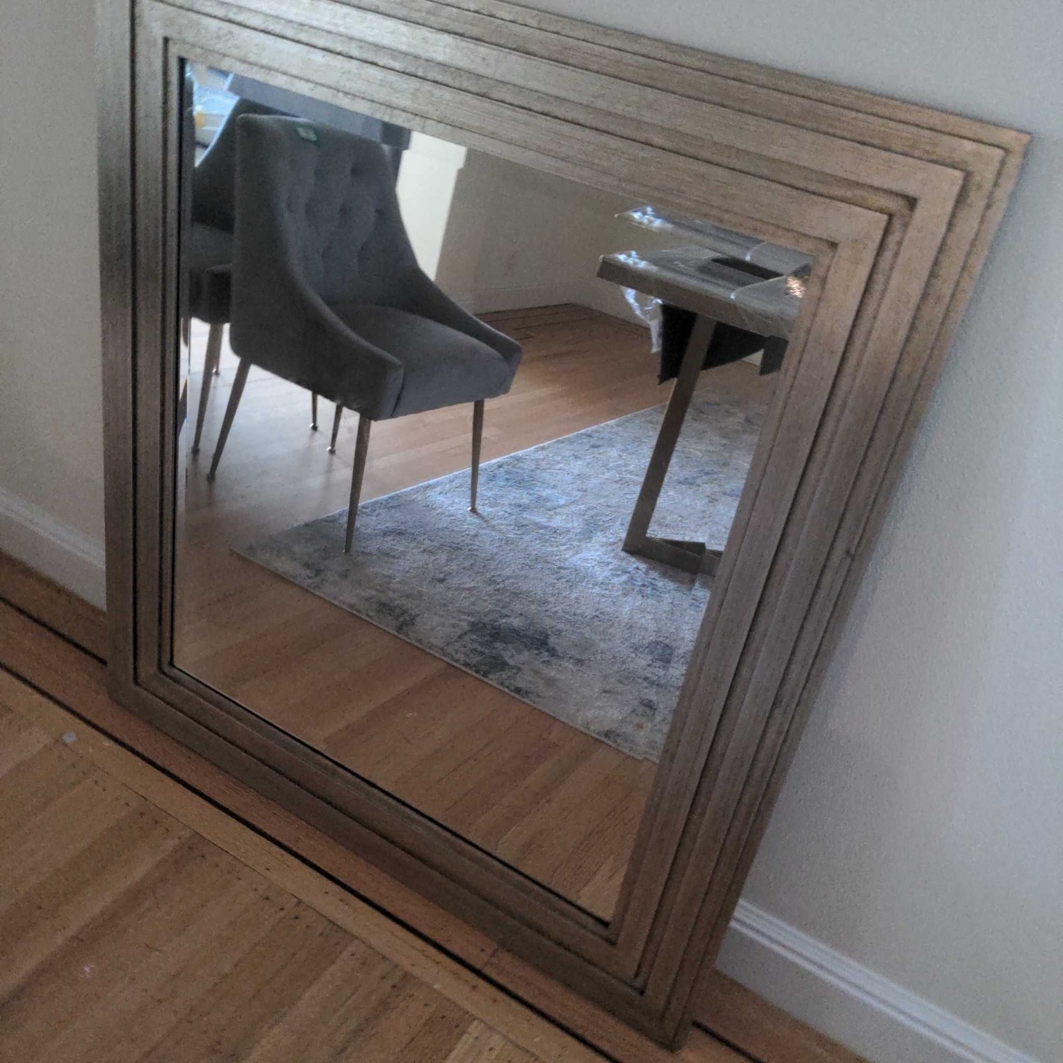 Wood Silvered Frame Mirror - image-5