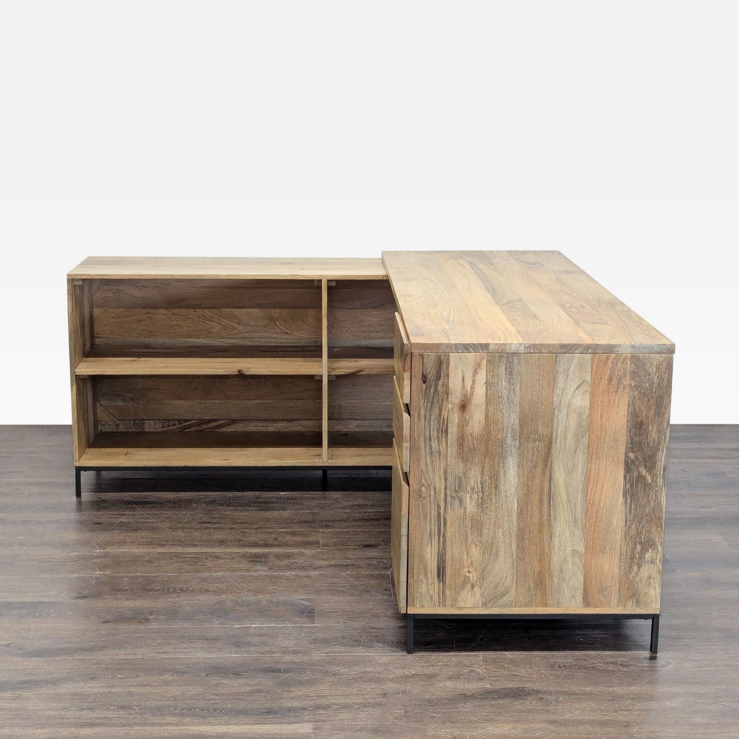 West Elm L-Shaped Desk with Drawers   - image-3