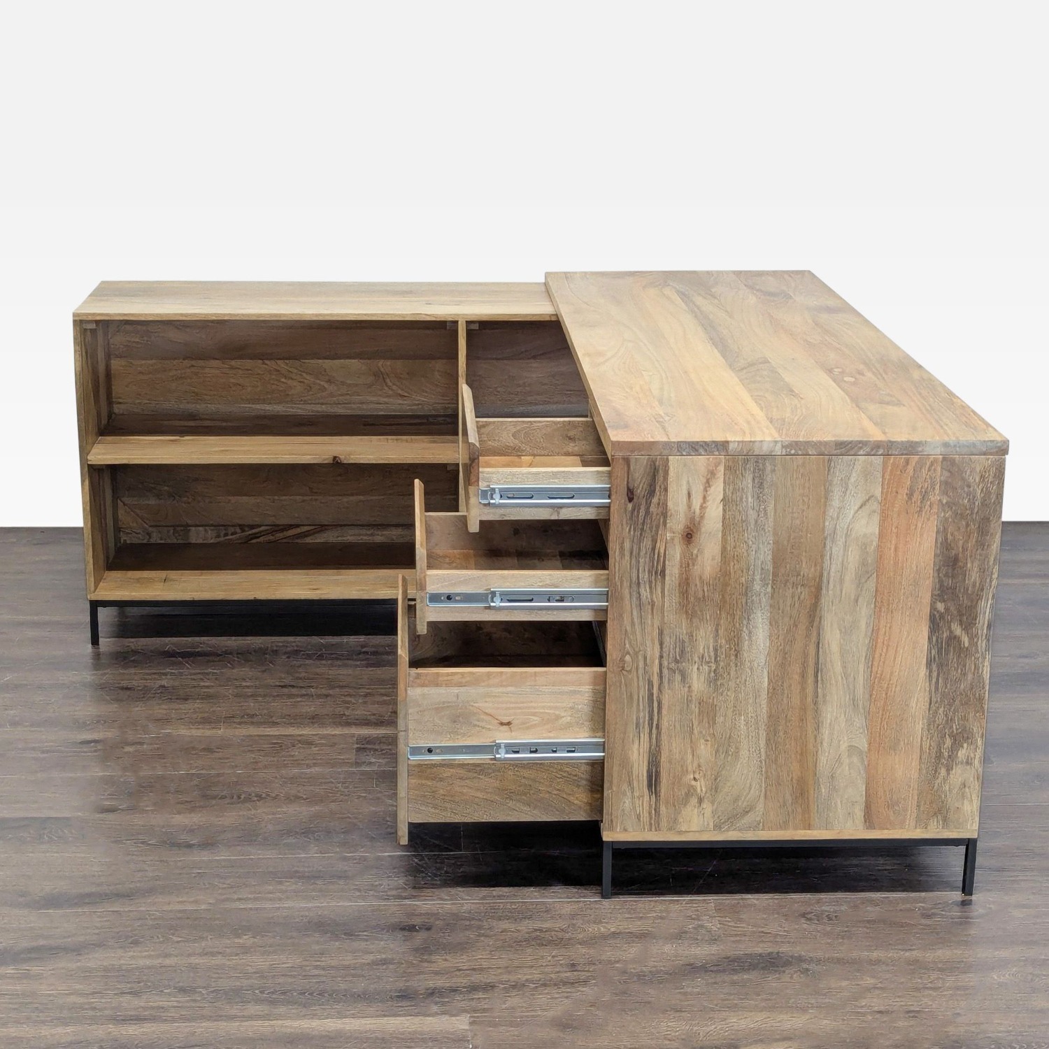 West Elm L-Shaped Desk with Drawers   - image-4