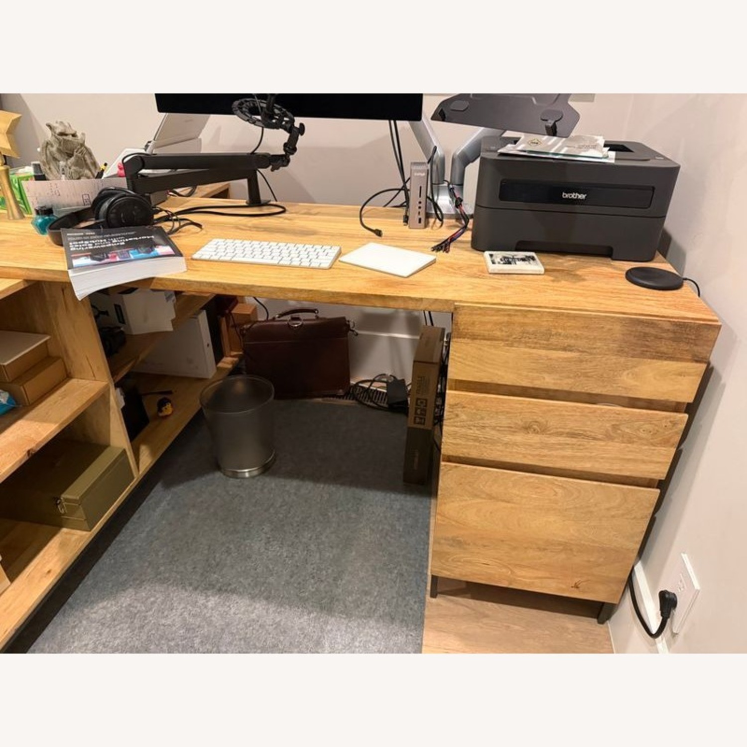 West Elm L-Shaped Desk with Drawers   - image-2