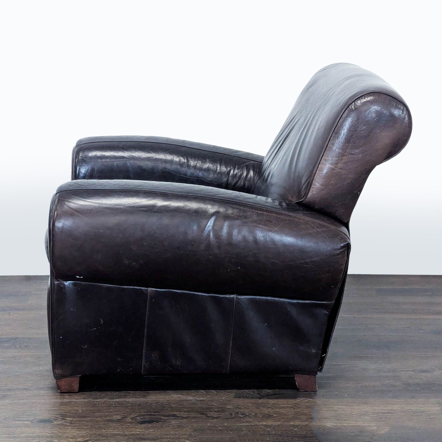 Pottery Barn Manhattan Roll Arm Brown Leather Recliner - image-6