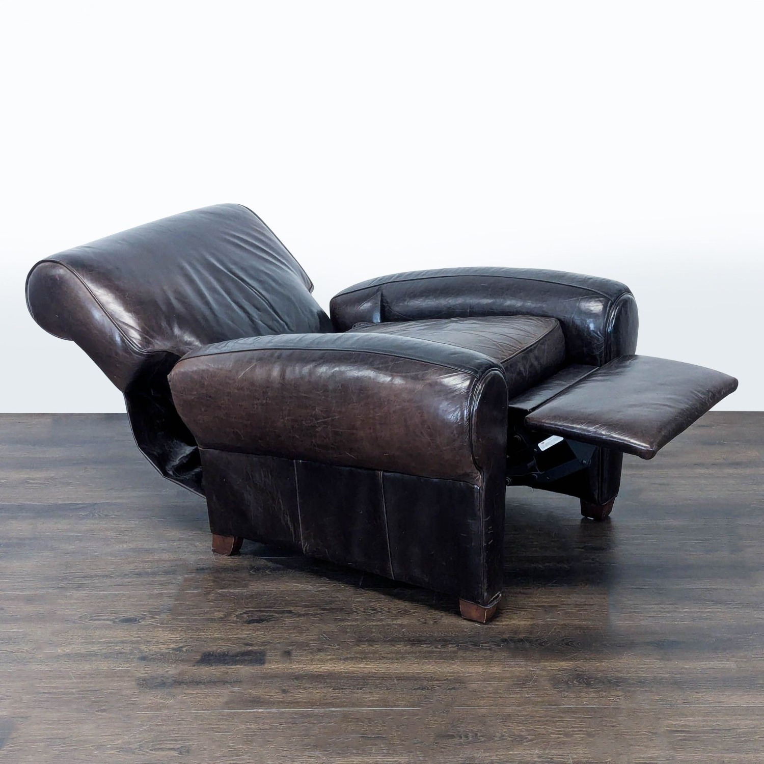 Pottery Barn Manhattan Roll Arm Brown Leather Recliner - image-4