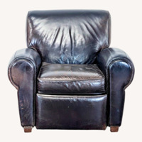 Pottery Barn Manhattan Roll Arm Brown Leather Recliner