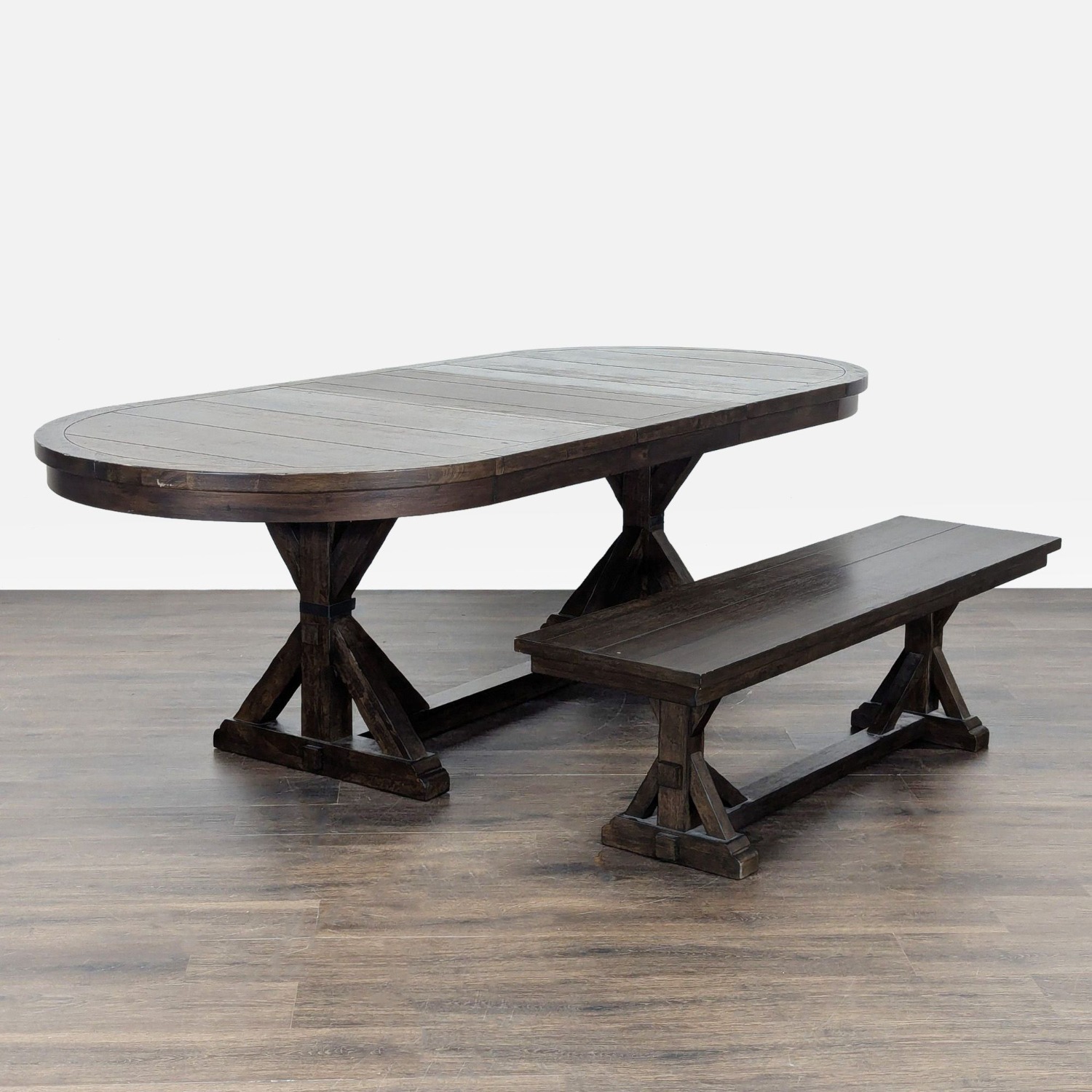 World Market Dark Wood Oval Dining Set with Table - image-1
