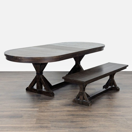 Used World Market Dark Wood Oval Dining Set with Table for sale on AptDeco