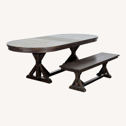 Used World Market Dark Wood Oval Dining Set with Table  for sale on AptDeco