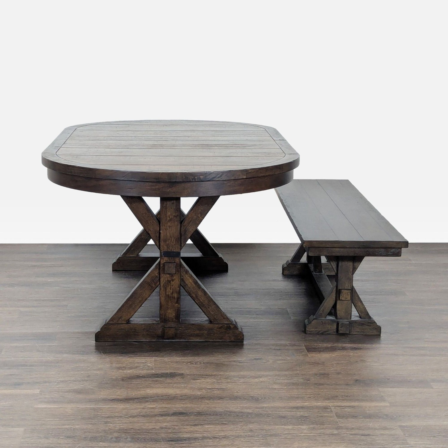 World Market Dark Wood Oval Dining Set with Table - image-2