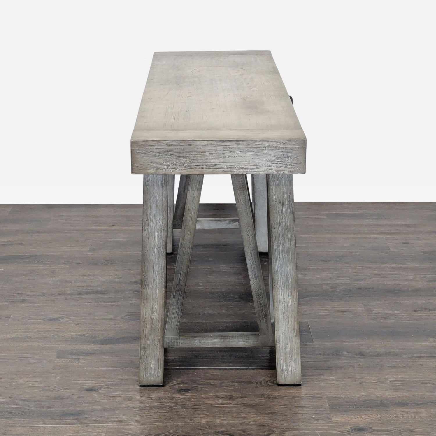 World Market Gray Wooden Desk with Sawhorse Legs - image-7