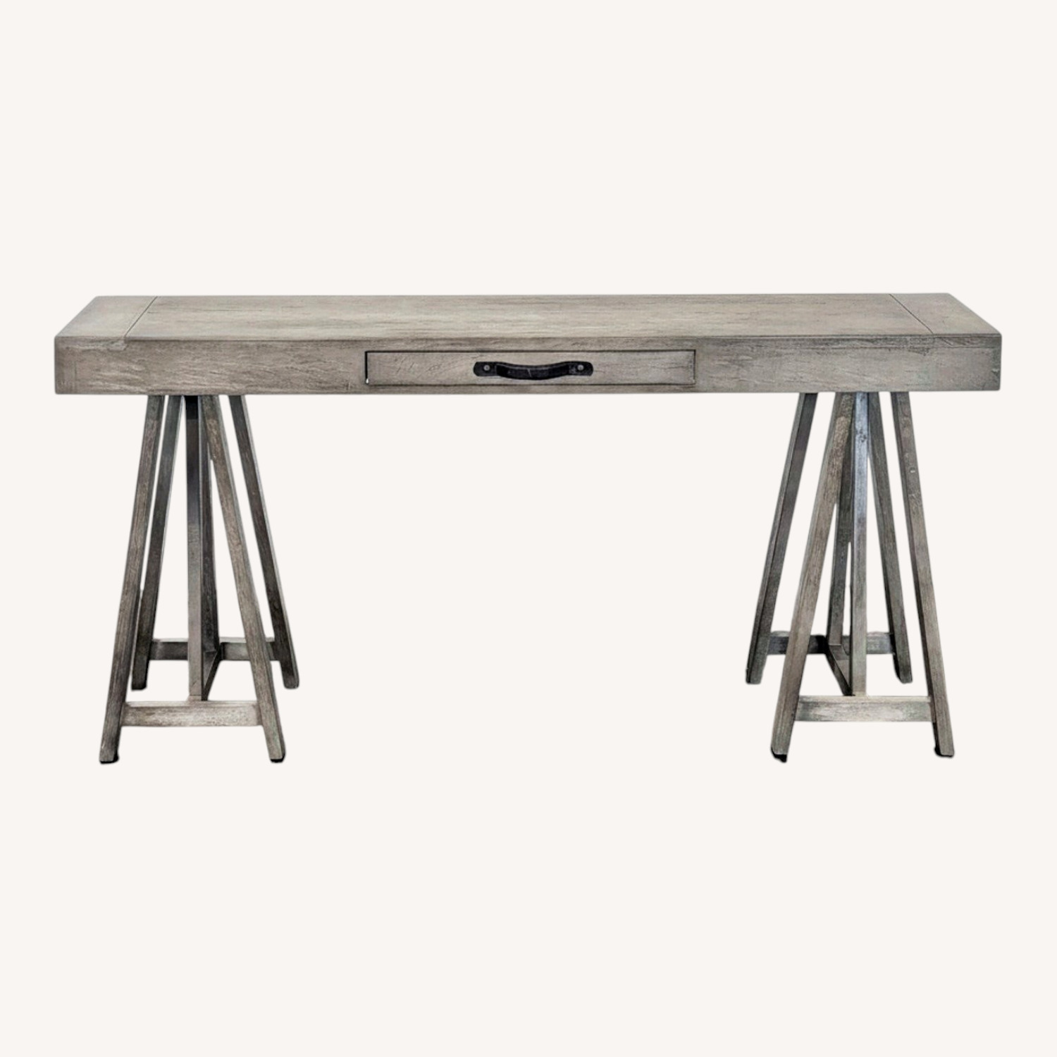 World Market Gray Wooden Desk with Sawhorse Legs - image-0