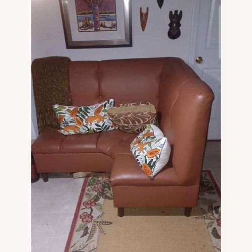 Used Dark Brown Faux Leather 3+ Seater Sofa for sale on AptDeco