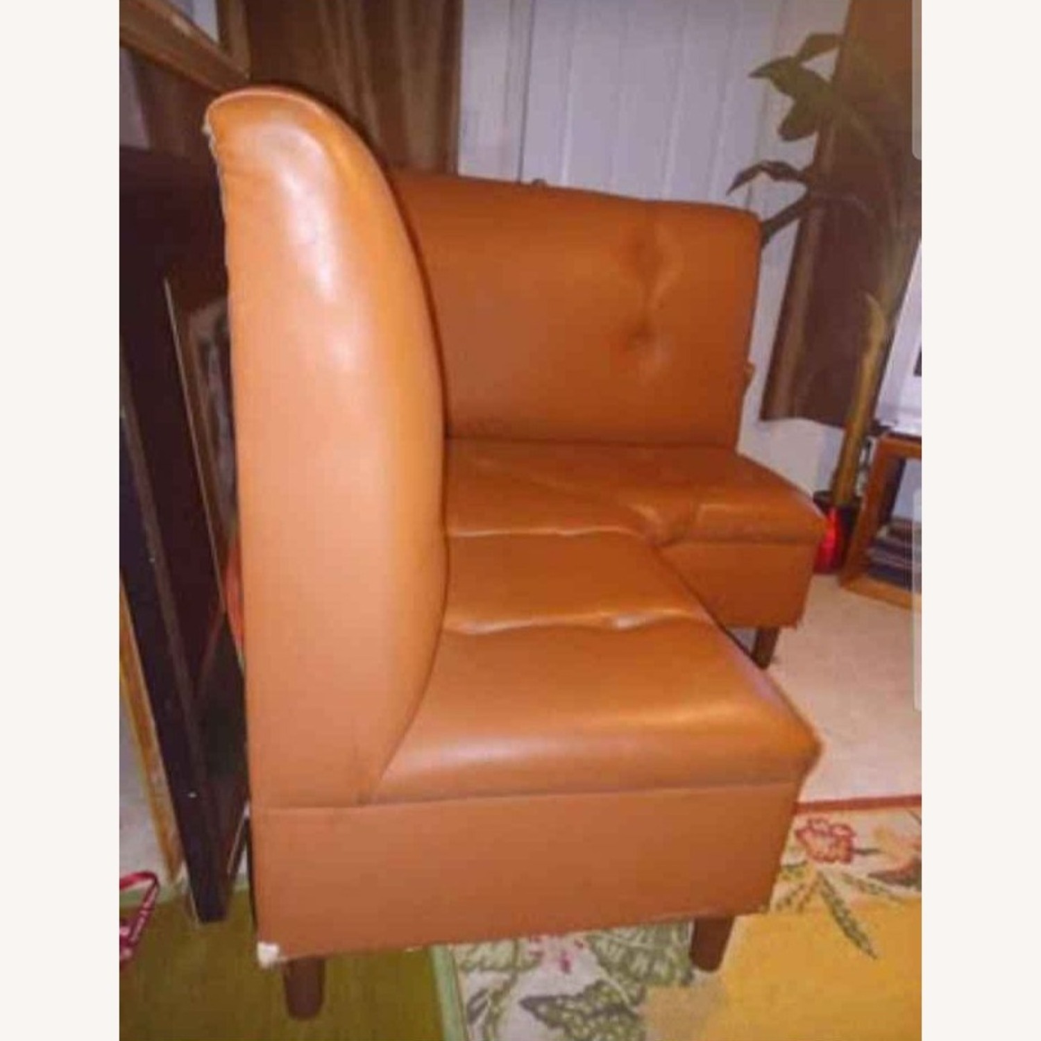 Dark Brown Faux Leather 3+ Seater Sofa - image-4