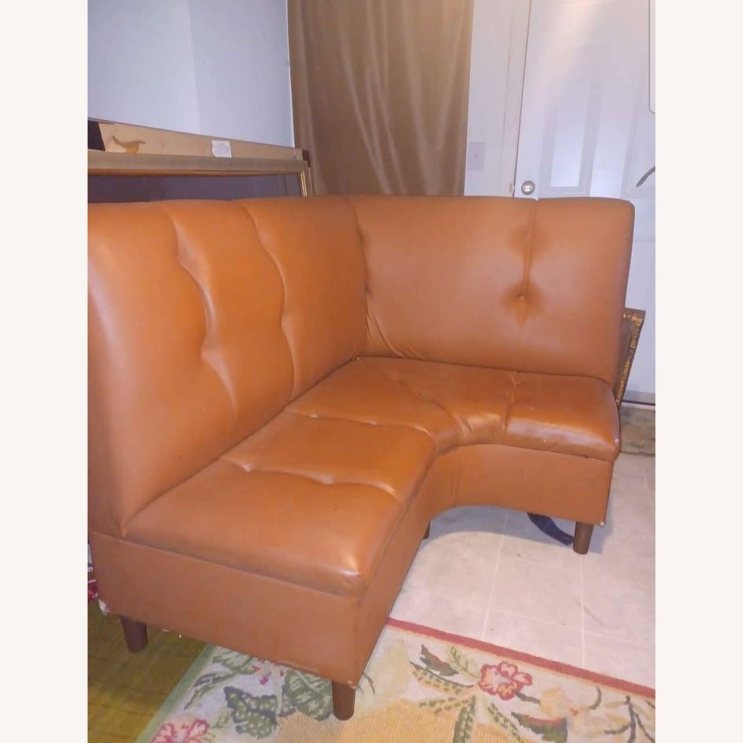 Dark Brown Faux Leather 3+ Seater Sofa - image-3