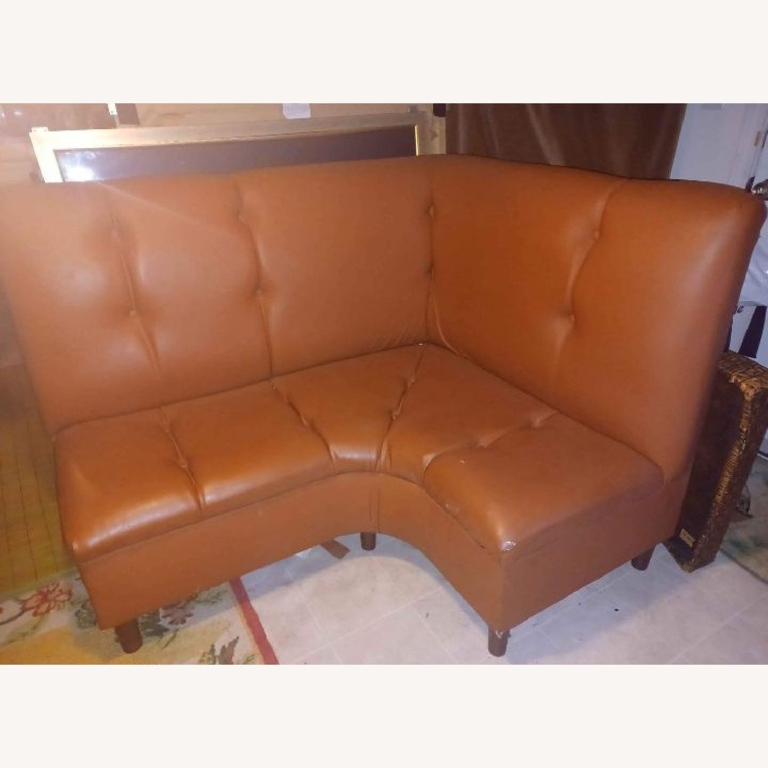 Dark Brown Faux Leather 3+ Seater Sofa - image-2
