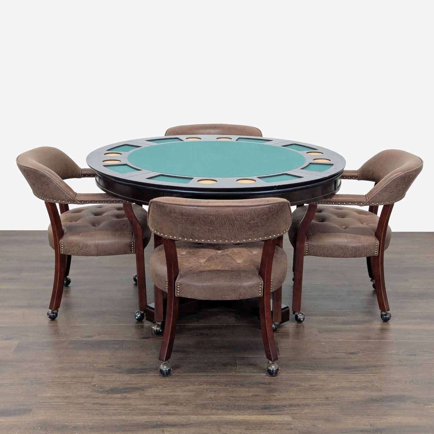 5-Piece Round Poker Convertible Dining Table Set - image-2