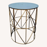 Gold Finish Round Metal Accent Table	