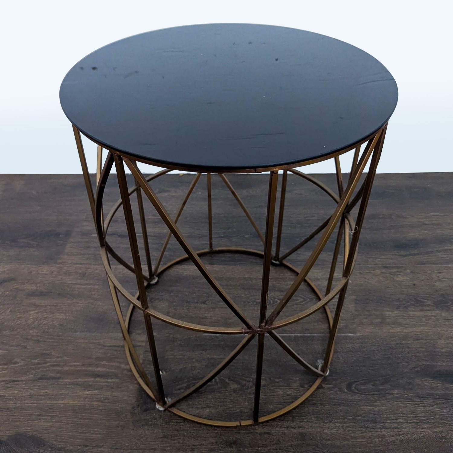 Gold Finish Round Metal Accent Table	 - image-4