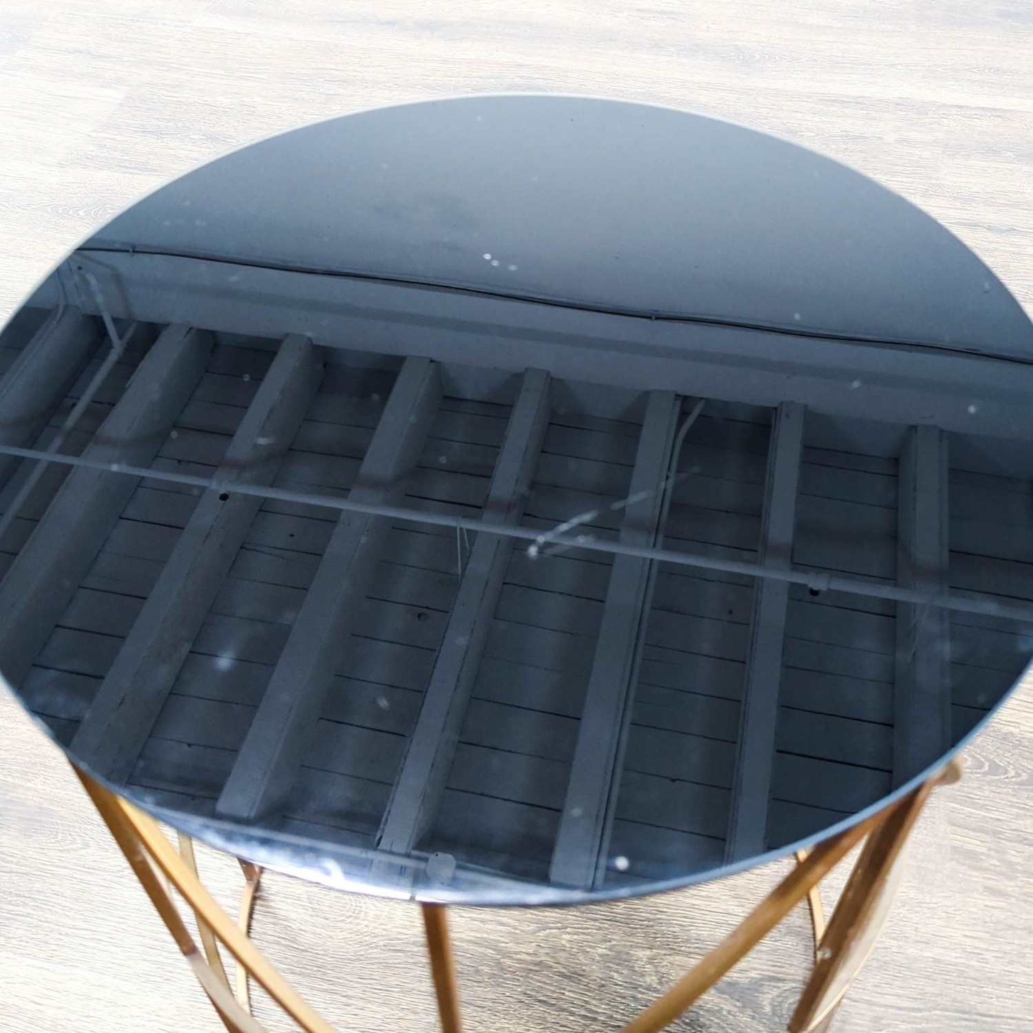 Gold Finish Round Metal Accent Table	 - image-7