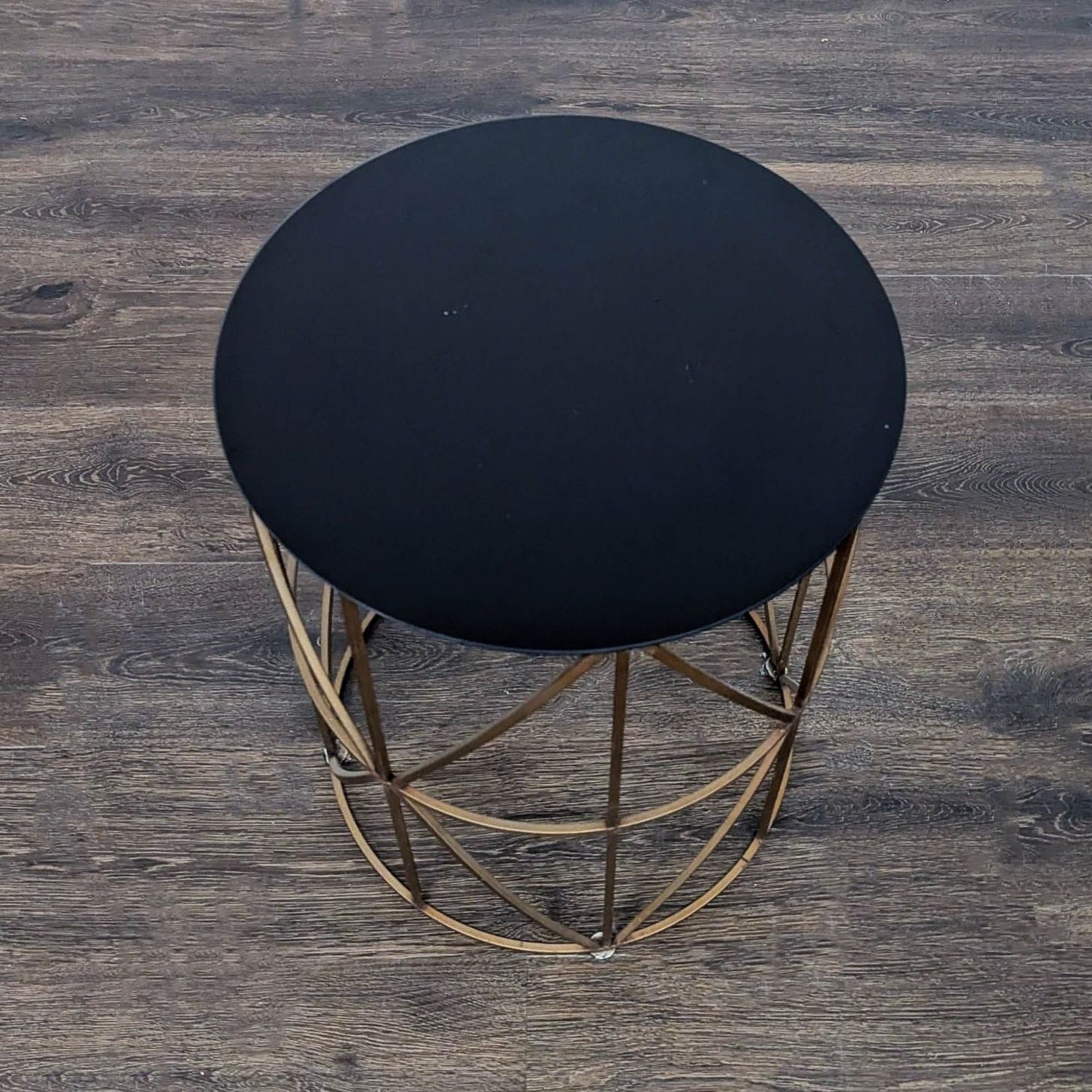 Gold Finish Round Metal Accent Table	 - image-3