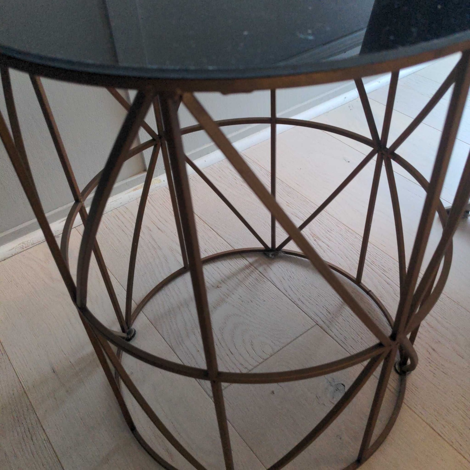 Gold Finish Round Metal Accent Table	 - image-8