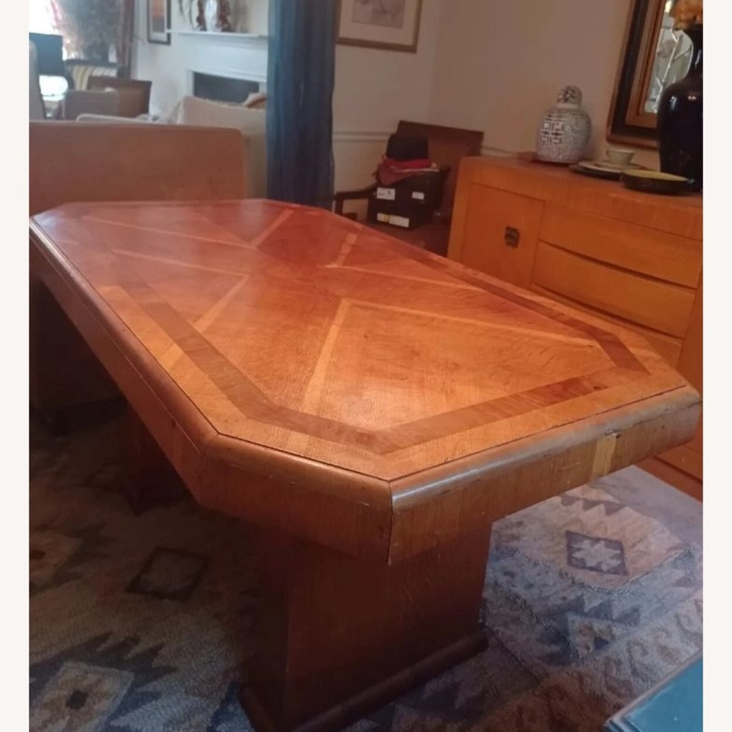 Antique MCM Dining Table With Inlay Design - image-6