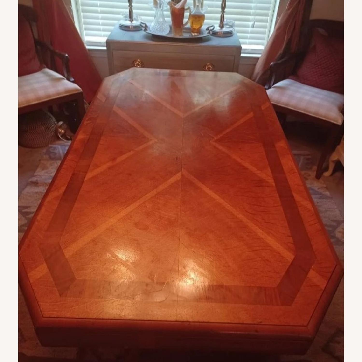Antique MCM Dining Table With Inlay Design - image-7