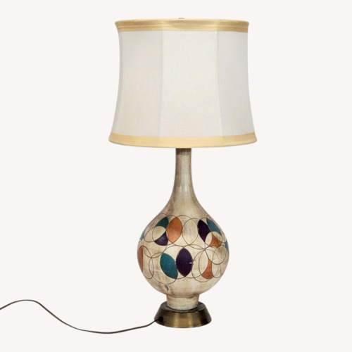 Used Vintage Table Lamp with Colorful Geometric Base for sale on AptDeco